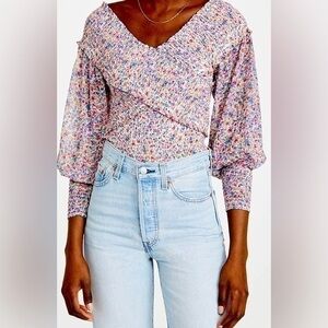 NWT BB Dakota Smocked Factor Floral Top - M/L